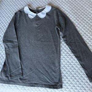 Jacadi Grey Top with White Scalloped Collar